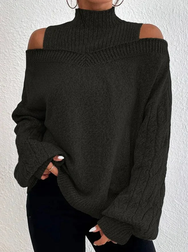 NORA™ | Off-Shoulder Turtleneck Sweater