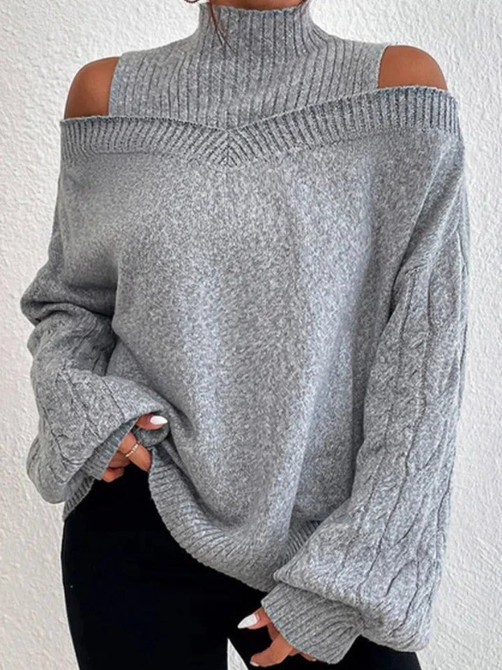 NORA™ | Off-Shoulder Turtleneck Sweater