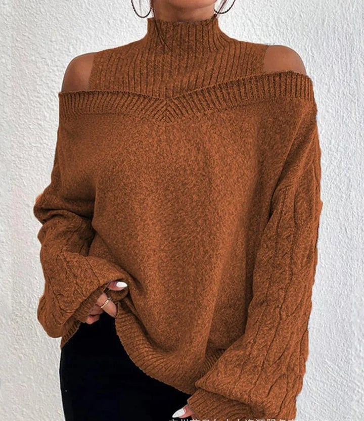 NORA™ | Off-Shoulder Turtleneck Sweater