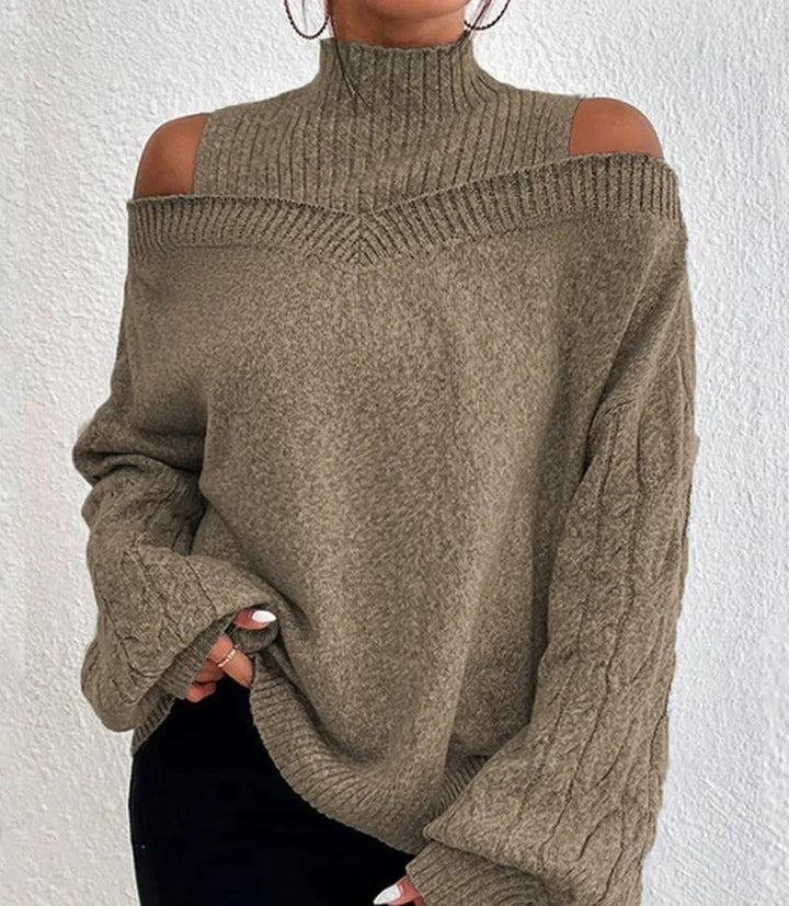 NORA™ | Off-Shoulder Turtleneck Sweater