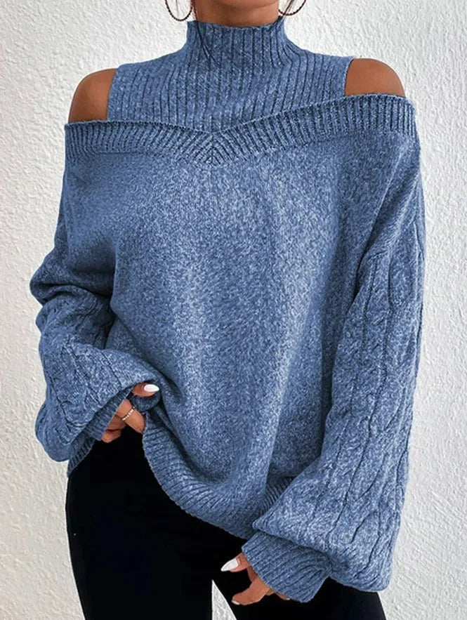 NORA™ | Off-Shoulder Turtleneck Sweater